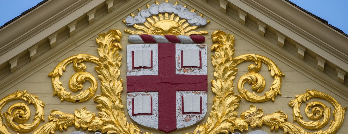Brown logo on a building